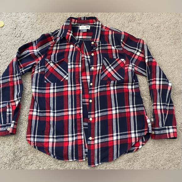 Old Navy Tops - Old Navy Red and Blue Plaid Button Down Shirt